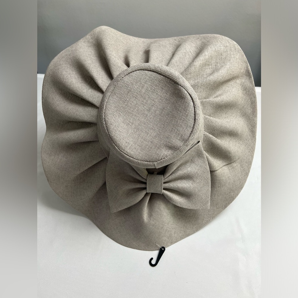 Wide Brim Gray Sun Hat with Bow Beach Vacation Travel